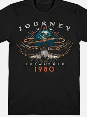 Journey Departure 1980 World Tour T-shirt Vintage Rock Band Scarab Graphic Tee